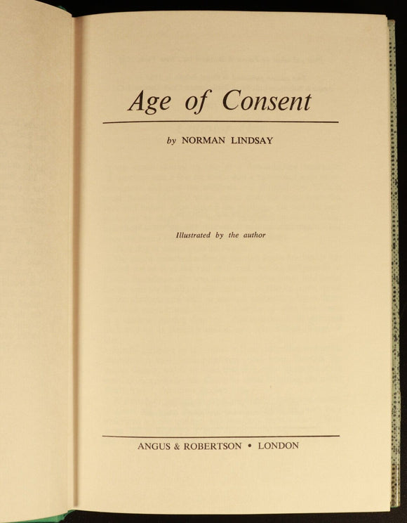 1963 Age Of Consent by Norman Lindsay Australian Fiction Book Illustrated