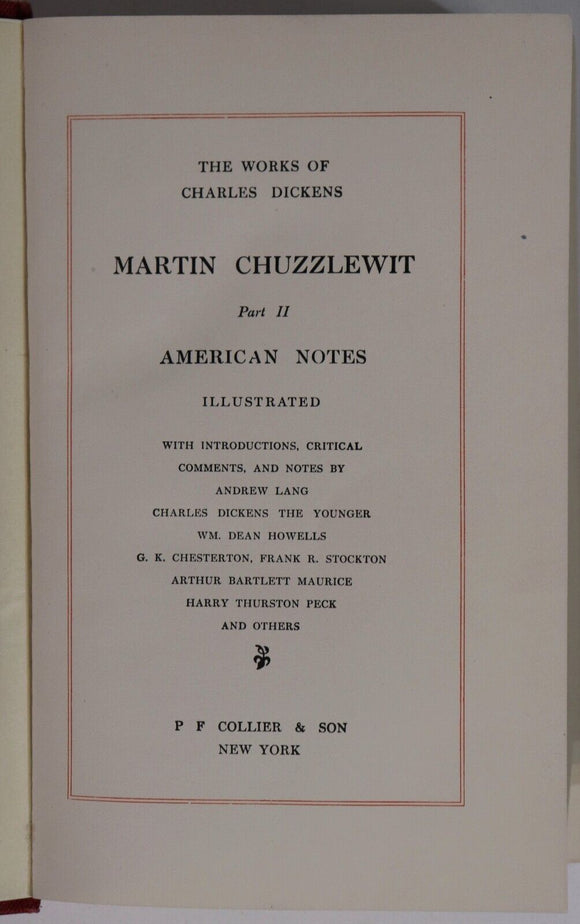 1911 2vol Martin Chuzzlewit by Charles Dickens Antique British Fiction Book Set