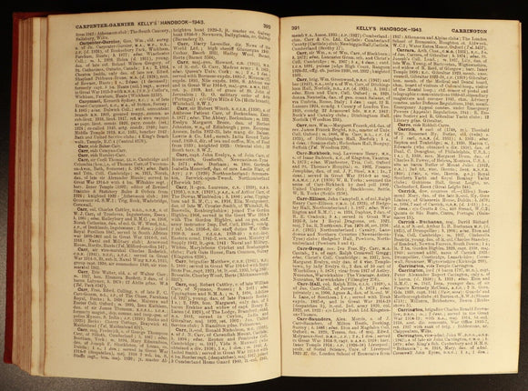 1943 Kellys Handbook Titled Landed Official Classes Antique British History Book