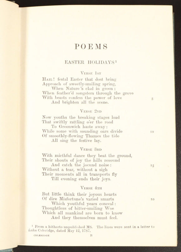1921 The Poems Of Samuel Taylor Coleridge Antique Poetry Book Oxford Edition