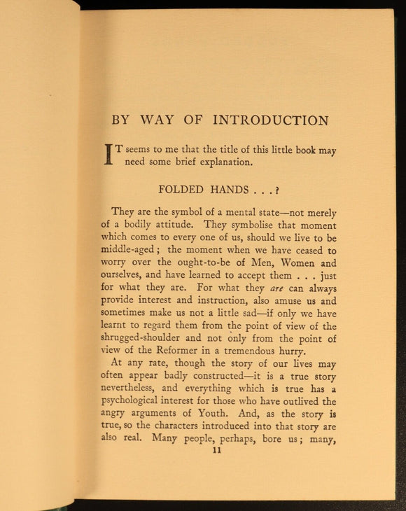 Folded Hands by Richard King c1932 Antique Philosophy & Wisdom Book Leather Bind