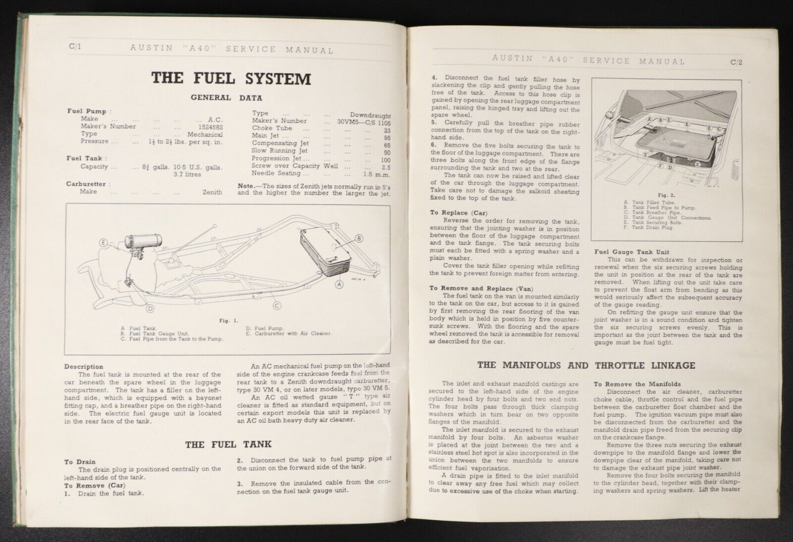 1952 Austin A40 Service Manual Vintage Automotive Reference Book Made In England