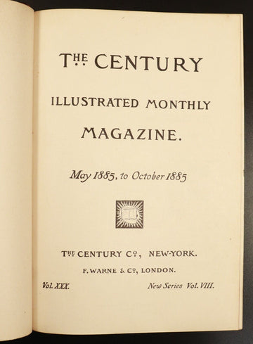 1885 The Century Illustrated Monthly Magazine Antiquarian History Book Civil War - 0