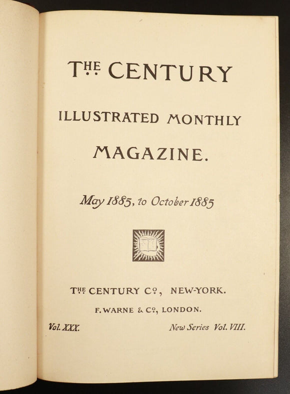 1885 The Century Illustrated Monthly Magazine Antiquarian History Book Civil War