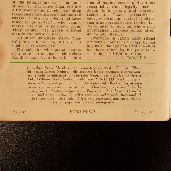 1946 Ford News March 1946 Ford Australia Automotive & Military History Book