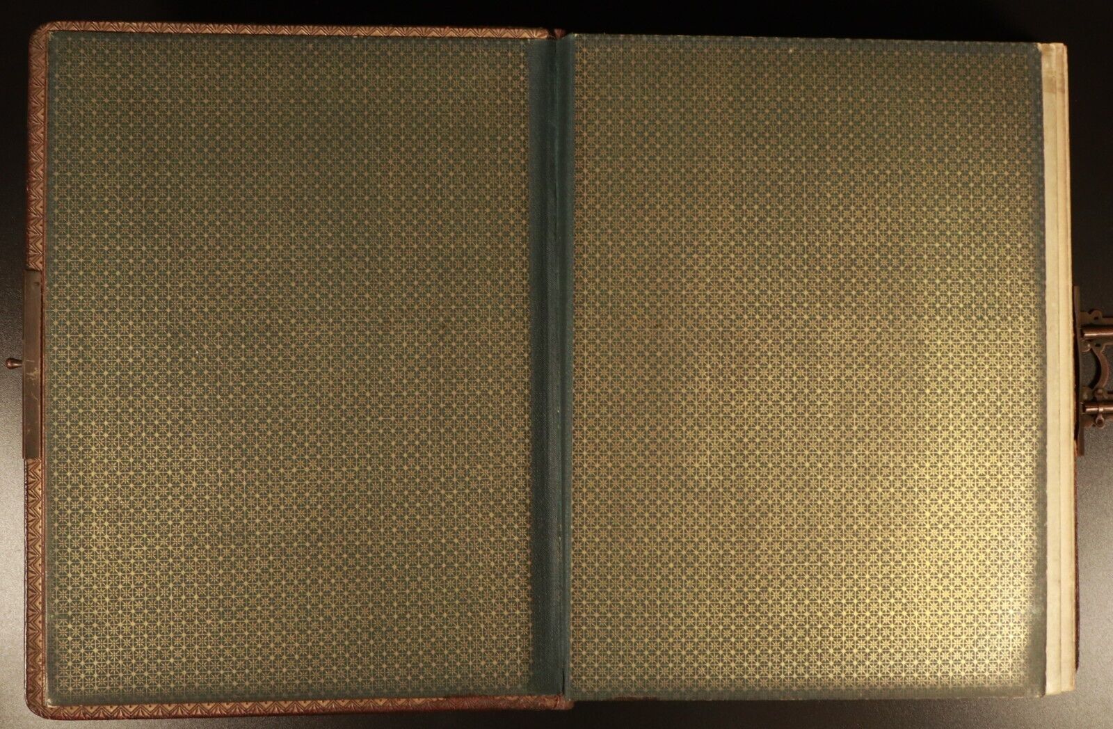 c1920 Antique Leather Photo Album Brass Clasp COOPER Family 54 Original Photos