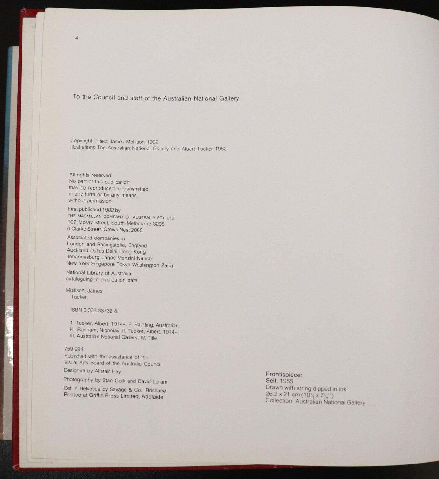 1982 Albert Tucker by J. Mollison & N. Bonham Australian Art Reference Book