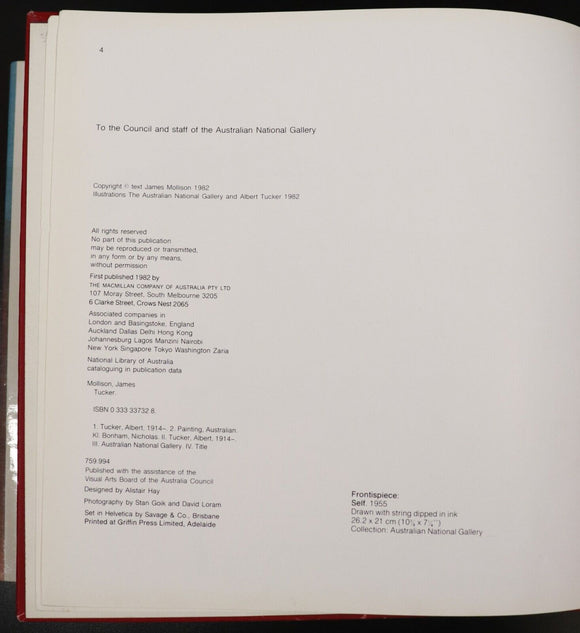 1982 Albert Tucker by J. Mollison & N. Bonham Australian Art Reference Book