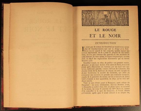 c1920 2vol Stendhal Le Rouge Et Le Noir Antique French Fiction Book Set
