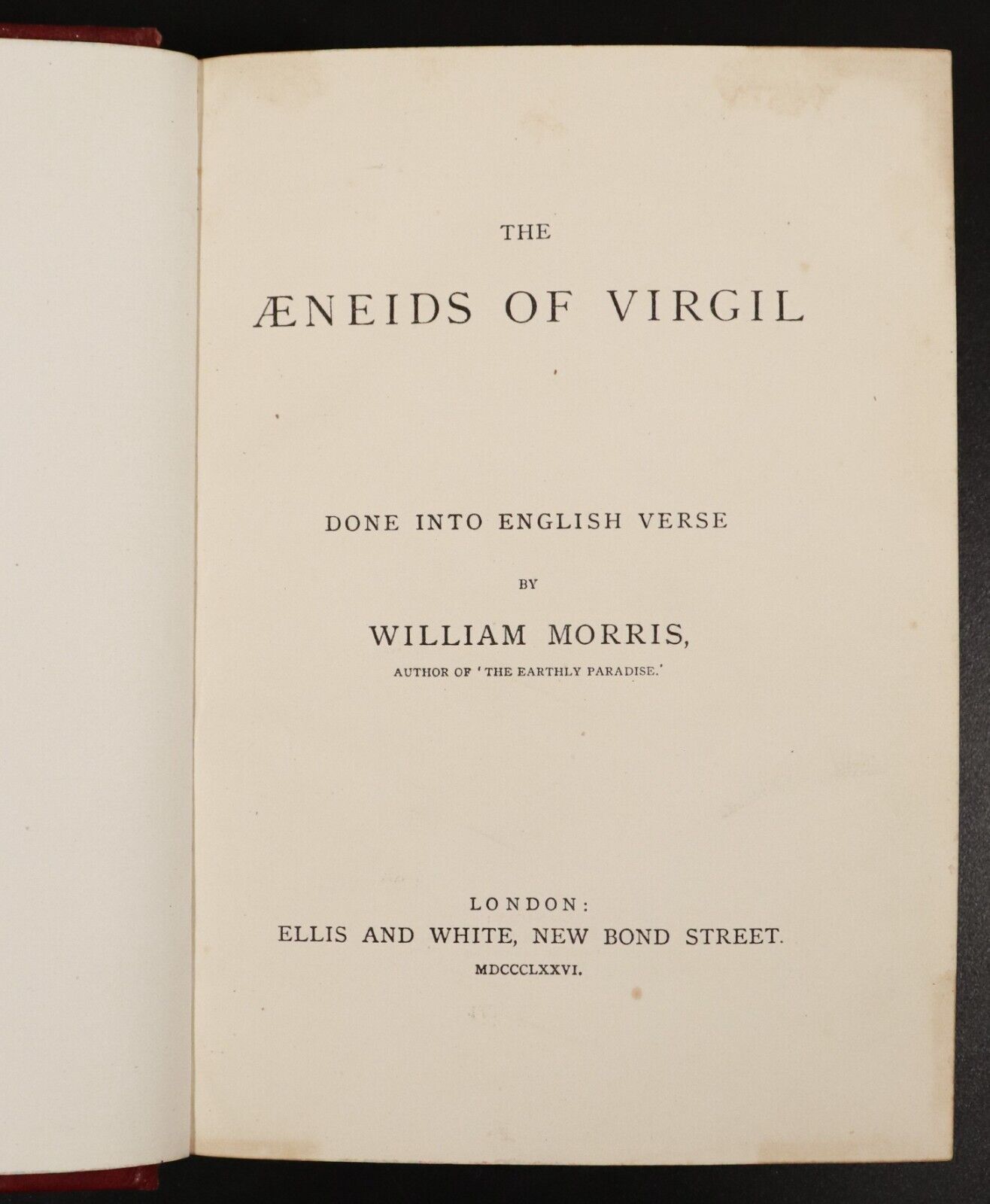 1876 The Aeneids Of Virgil Into English By W. Morris Antique Latin Poetry Book