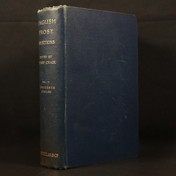 1896 English Prose Selections 19th Century Henry Craik Antique Literature Book