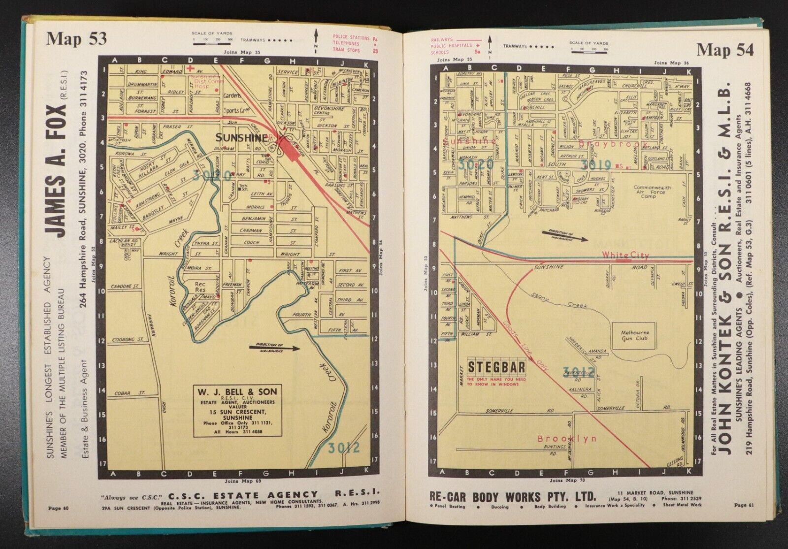 c1961 Morgan's Official Street Directory - Melbourne Vintage Maps Reference Book