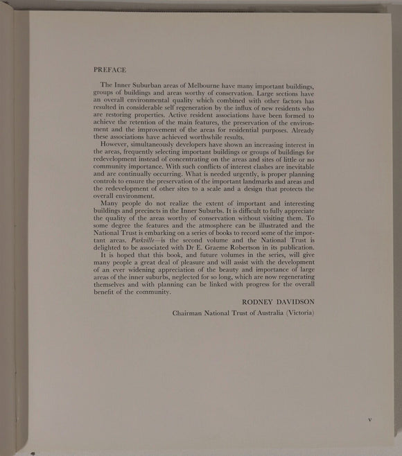 1975 National Trust Victoria: Parkville Australian Local History Reference Book