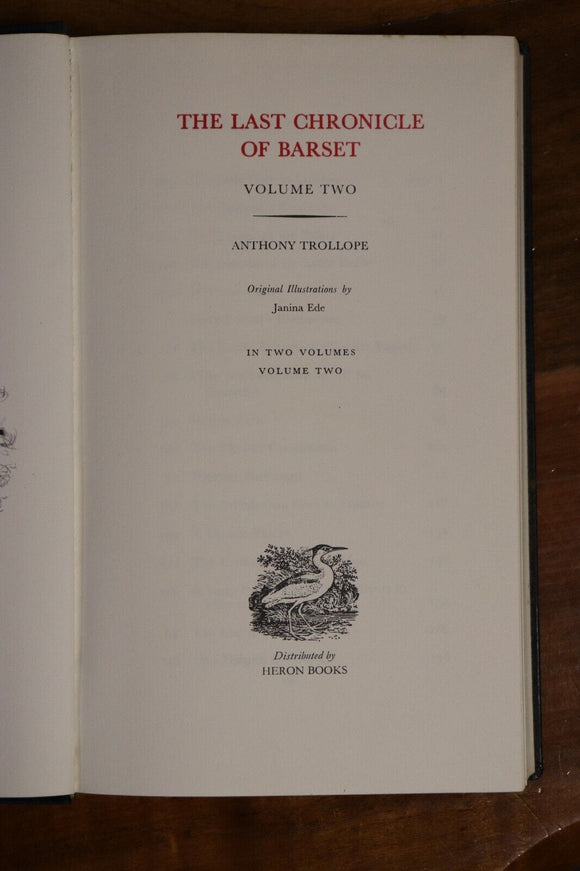 1969 2vol The Last Chronicle Of Barset Anthony Trollope Vintage Fiction Book Set