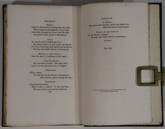 1923 Hassan: A Play In Five Acts by J.E. Flecker Ltd. Ed. Antique Book