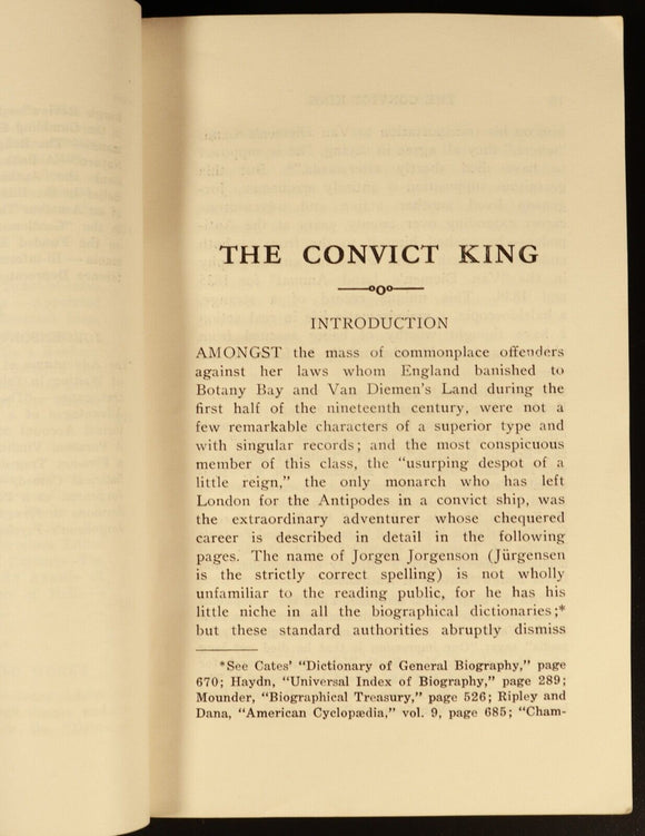 1932 The Convict King Jorgen Jorgenson Australian Convict History Antique Book