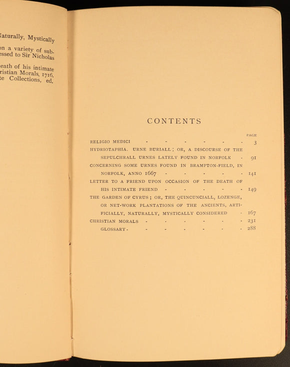 c1920 The Religio-Medici by Thomas Browne Antique British Philosophy Book