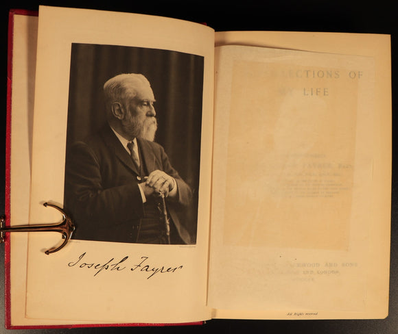 Recollections Of My Life Joseph Fayrer 1900 British India Antique History Book