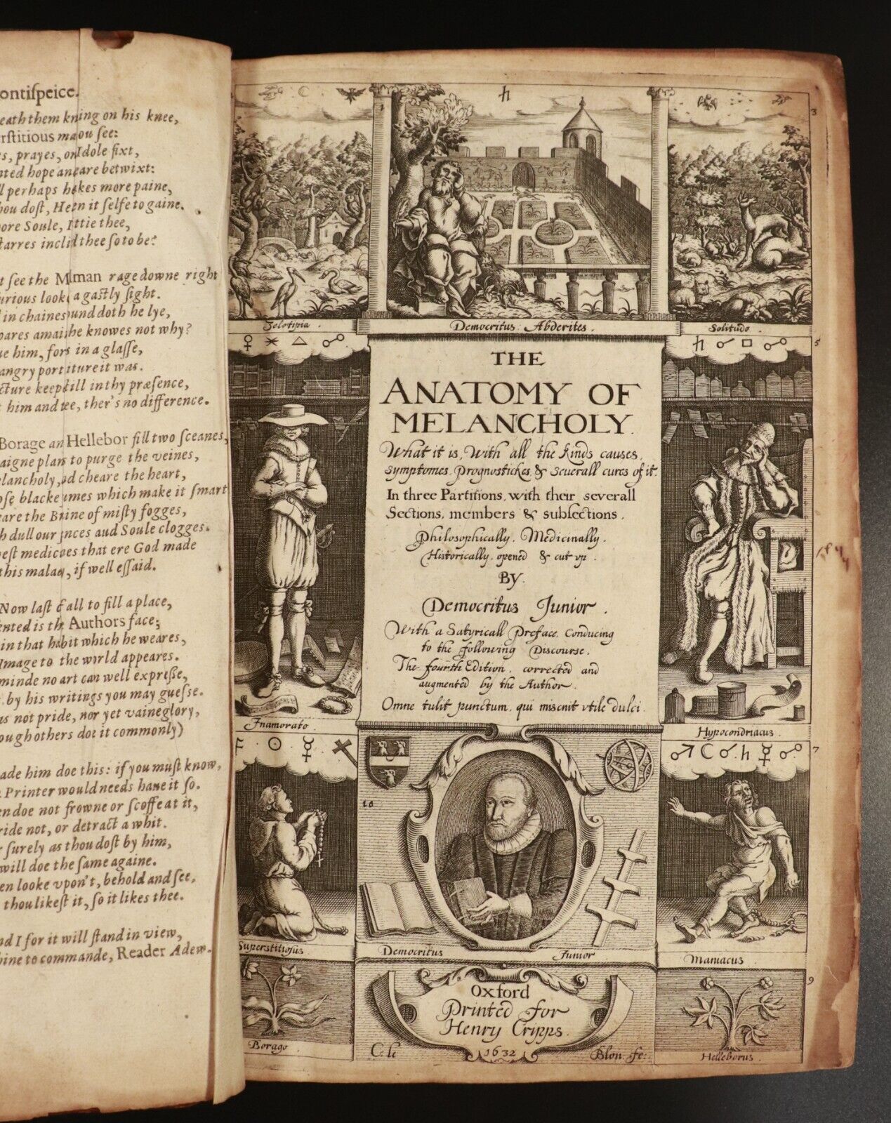 1632 The Anatomy Of Melancholy by Democritus Junior 4th Edition Antiquarian Book