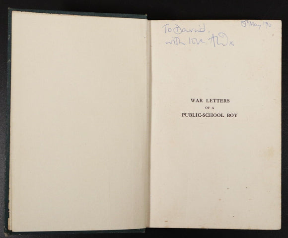 1918 War Letters Of A Public School Boy by Paul Jones Military History Book 1st