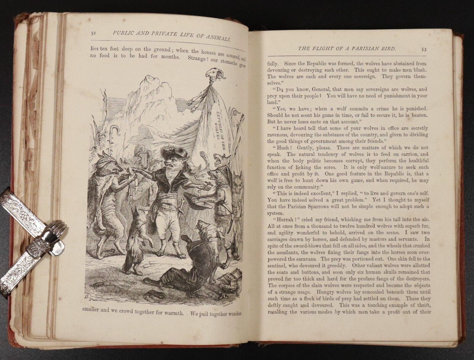 1877 Public & Private Life Of Animals Antiquarian Fables Literature Book Scarce
