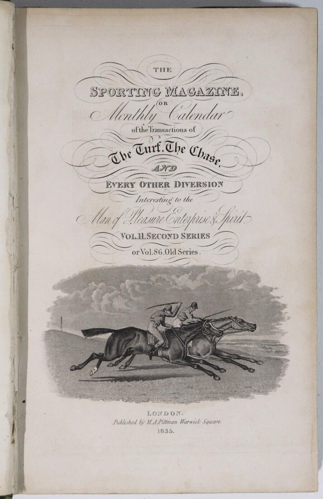 1835 The Sporting Magazine: Monthly Calendar Antique British Sport History Book - 0