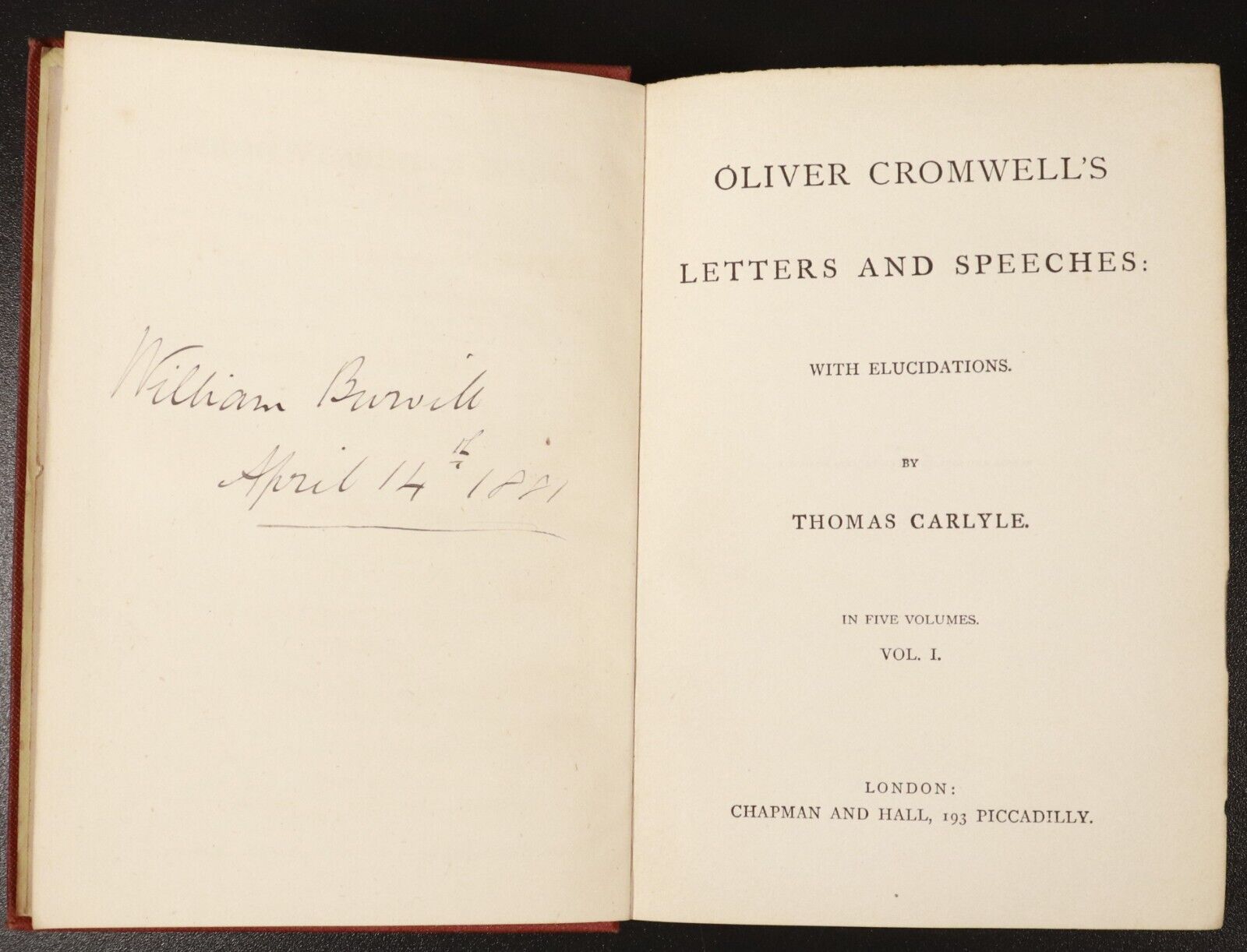 1871 5vol Oliver Cromwell Letters Speeches Thomas Carlyle Antiquarian Book Set