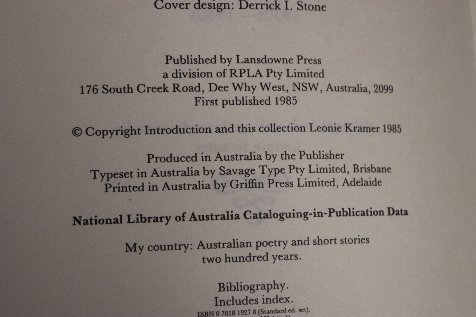 1985 2vol My Country: Australian Poetry & Short Stories Literature Book Set