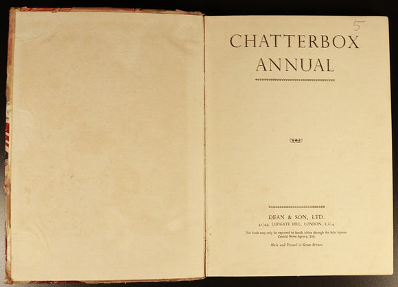 c1940 Chatterbox Annual Antique British Illustrated Childrens Book Dean & Son