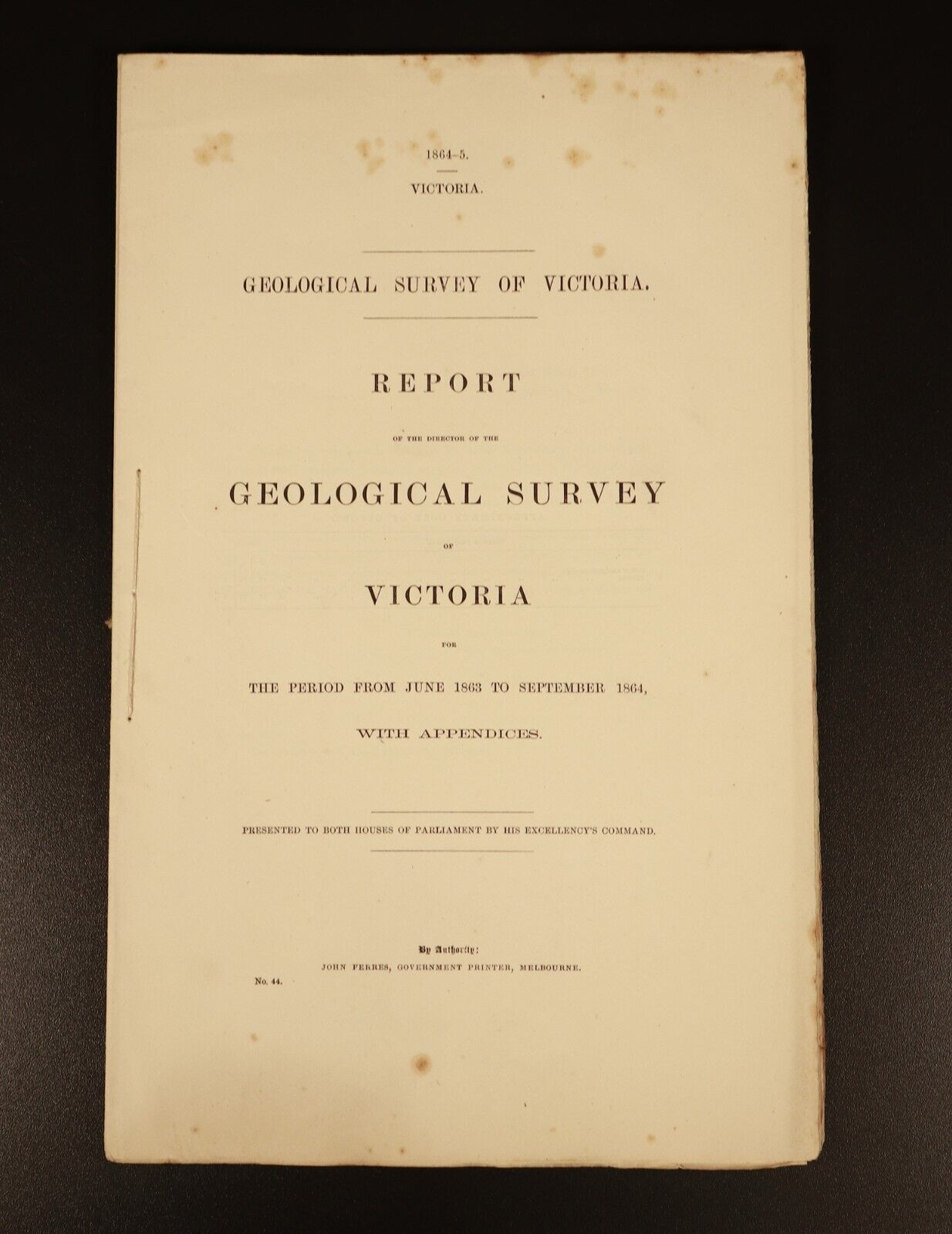 1865 Geological Survey Of Victoria Colonial Government Report History Book 1864