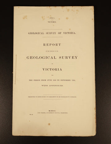 1865 Geological Survey Of Victoria Colonial Government Report History Book 1864