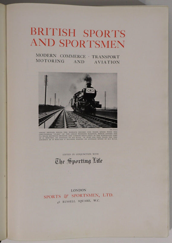 c1920 British Sports & Sportsmen - Modern Commerce Antique British History Book