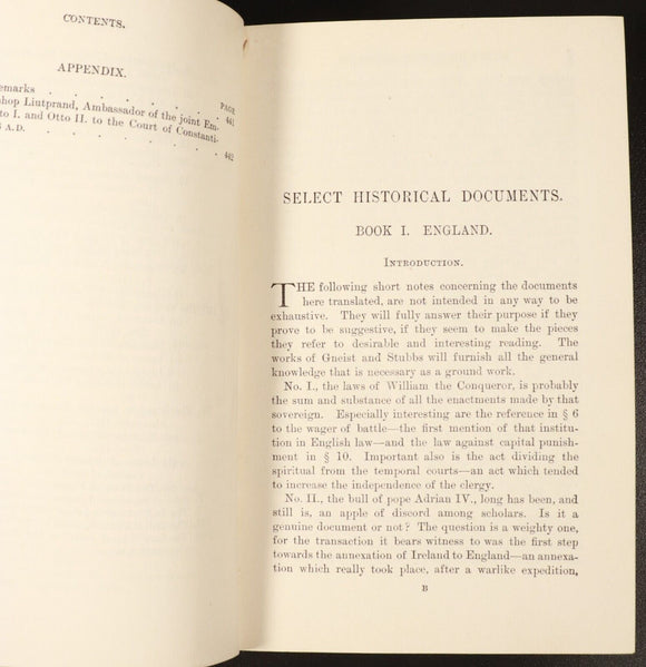 1925 Select Historical Documents Of The Middle Ages Antique History Book
