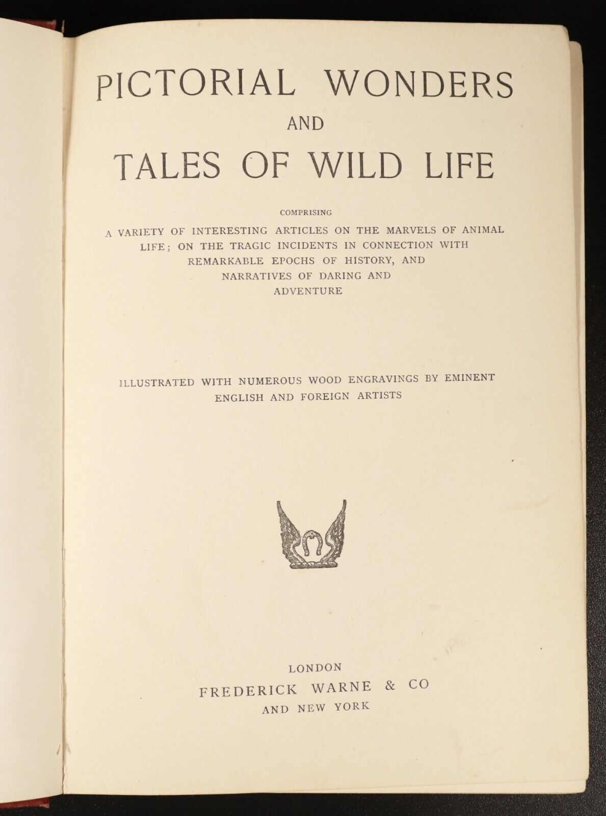 c1880 Pictorial Wonders & Tales Of Wild Life Antiquarian Natural History Book