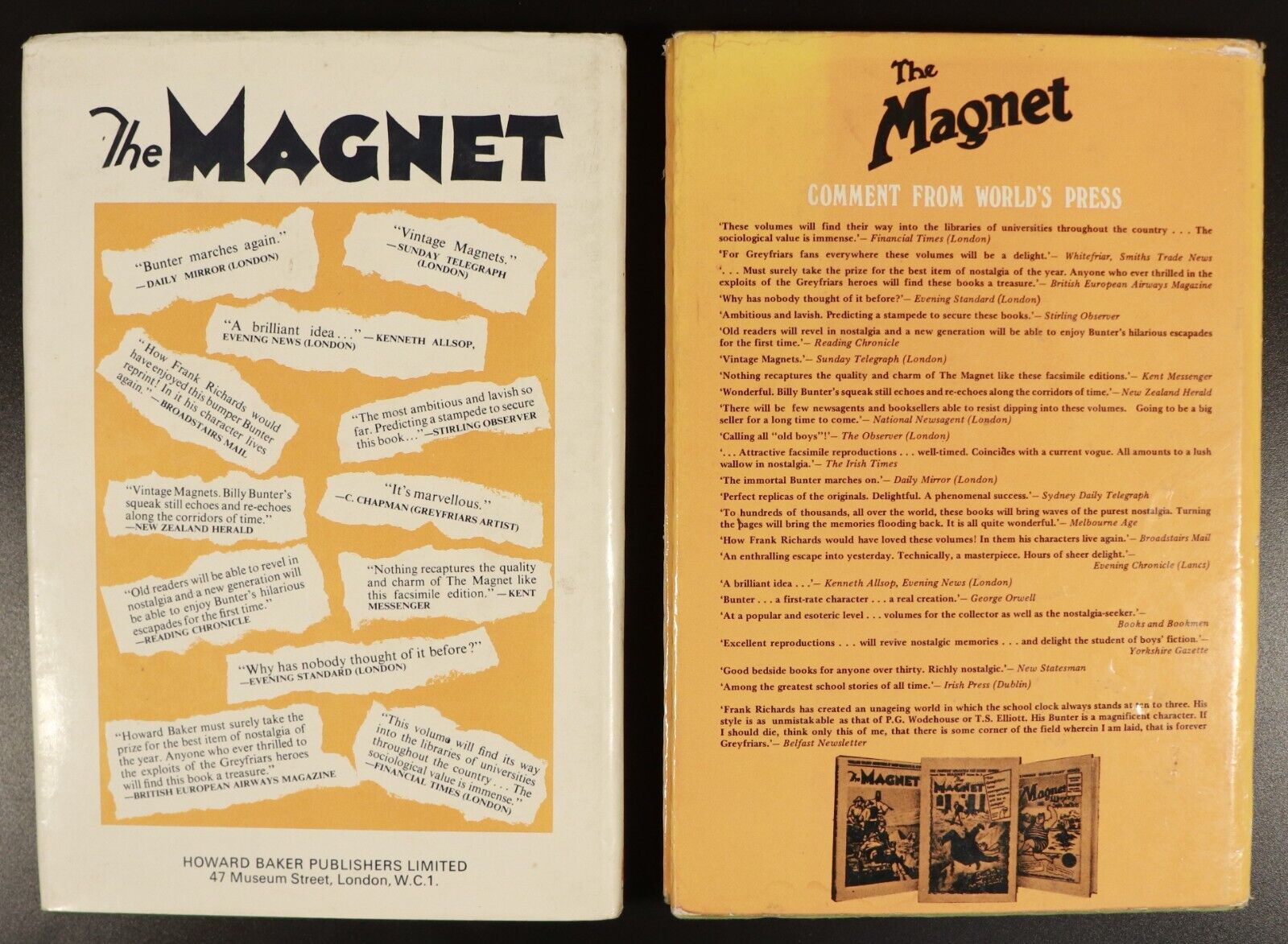 1969 3vol The Magnet Howard Baker Editions Vintage Billy Bunter Boys Story Books - 0