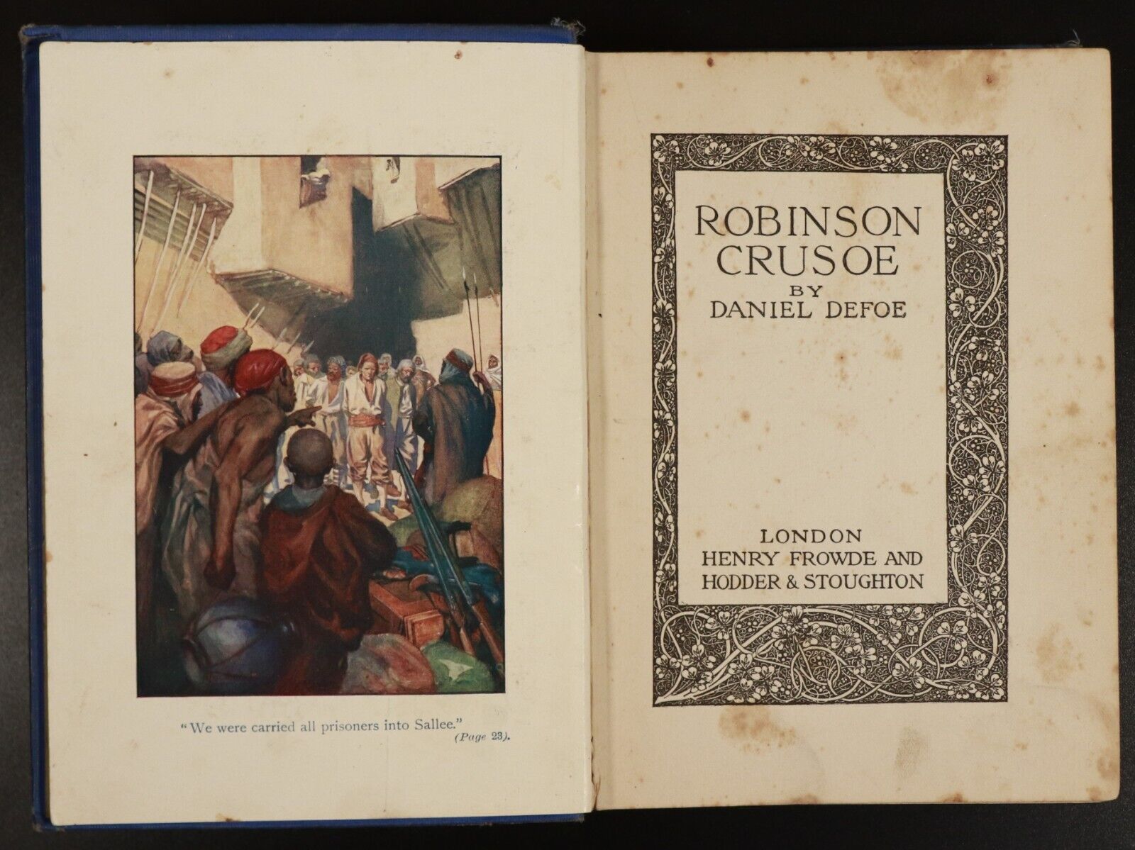 c1910 Robinson Crusoe by Daniel Defoe Antique Classic Fiction Book - 0