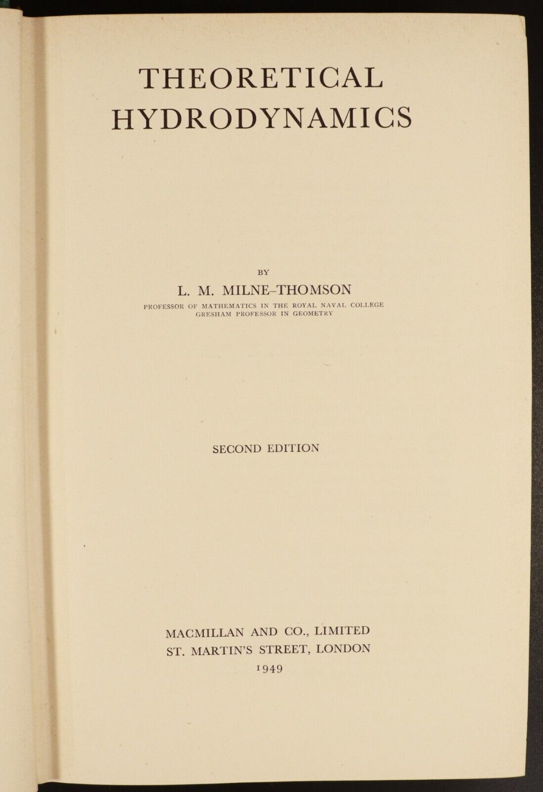 1949 Theoretical Hydrodynamics by L Milne Thomson Vintage Science Reference Book - 0