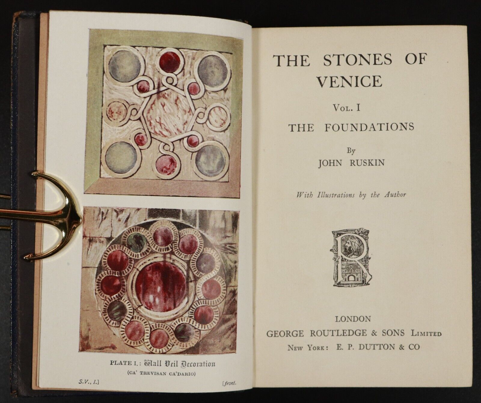 c1910 The Stones Of Venice Vol 1 by John Ruskin Antique Architecture Book - 0