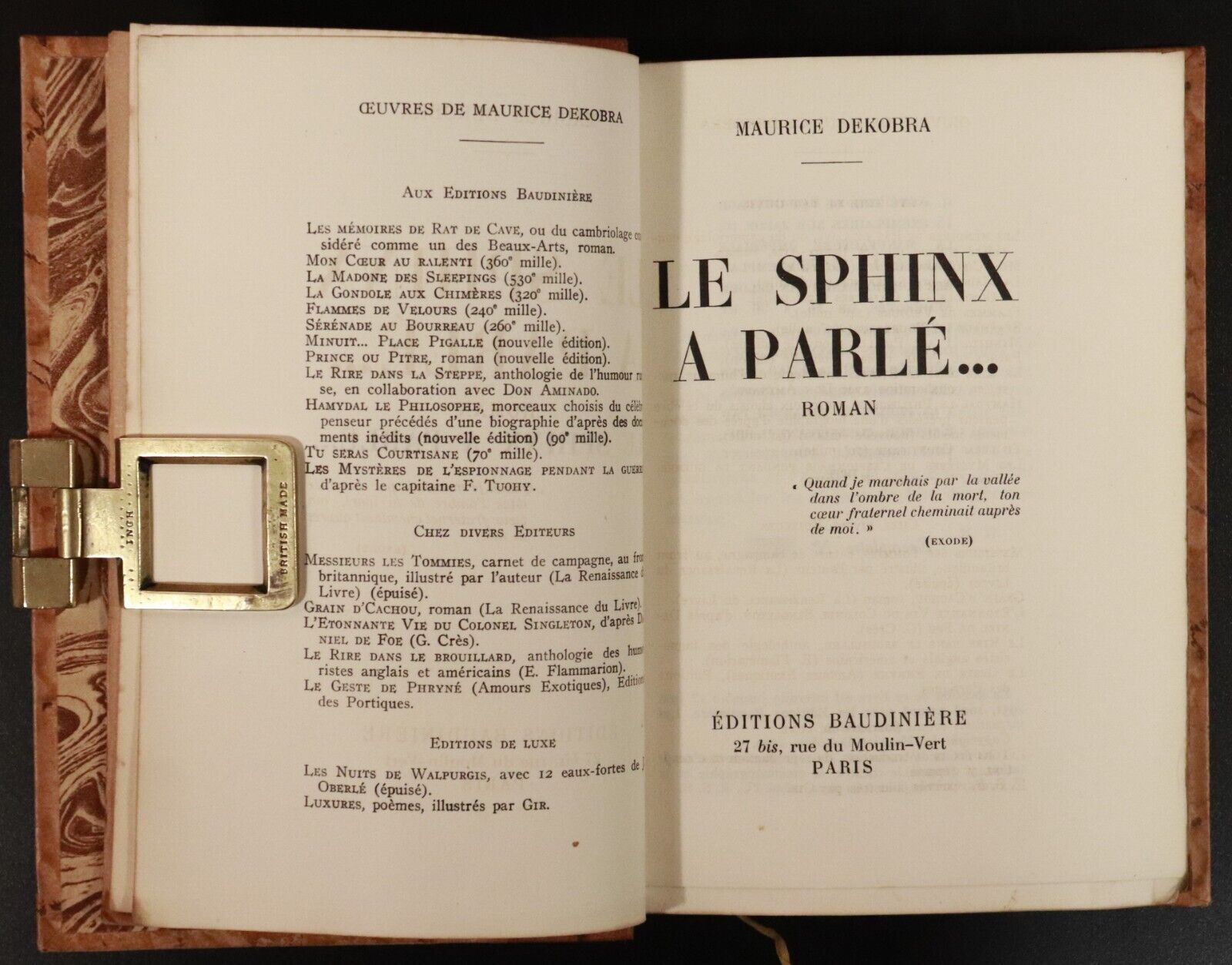 1931 Le Sphinx A Parle by M Dekobra Ltd Edition French Fiction Book Fine Binding