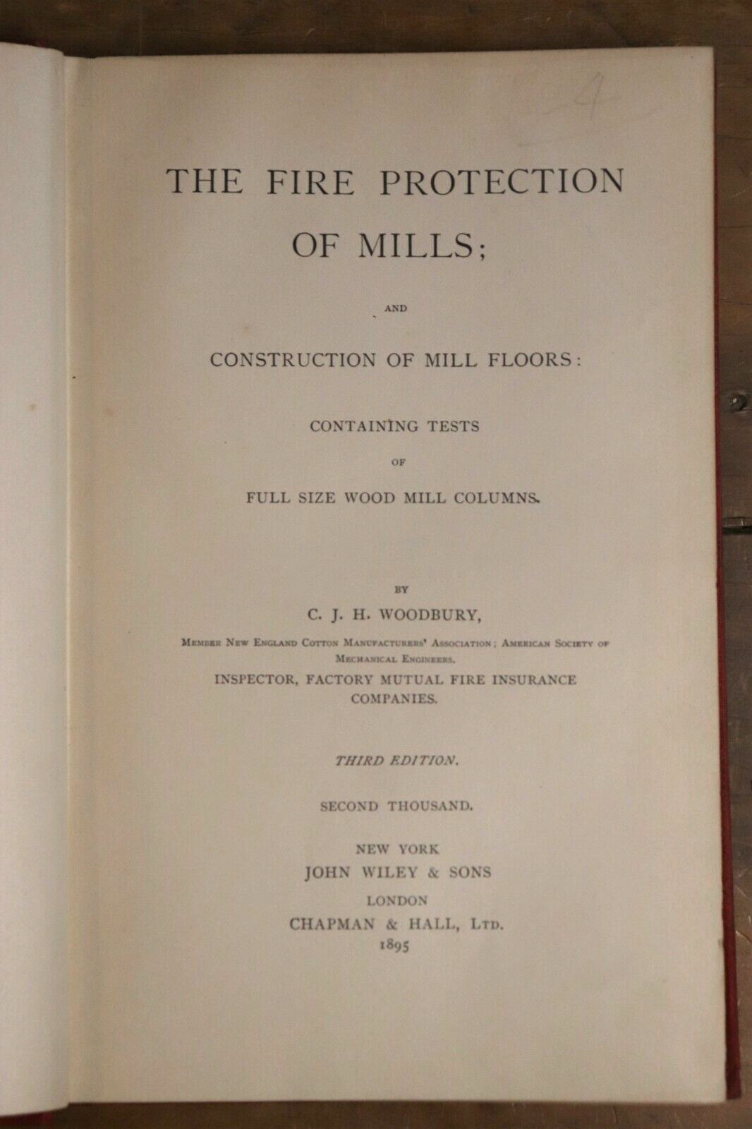 The Fire Protection of Mills - Woodbury USA - 1895 - Scarce Antique Book - 0