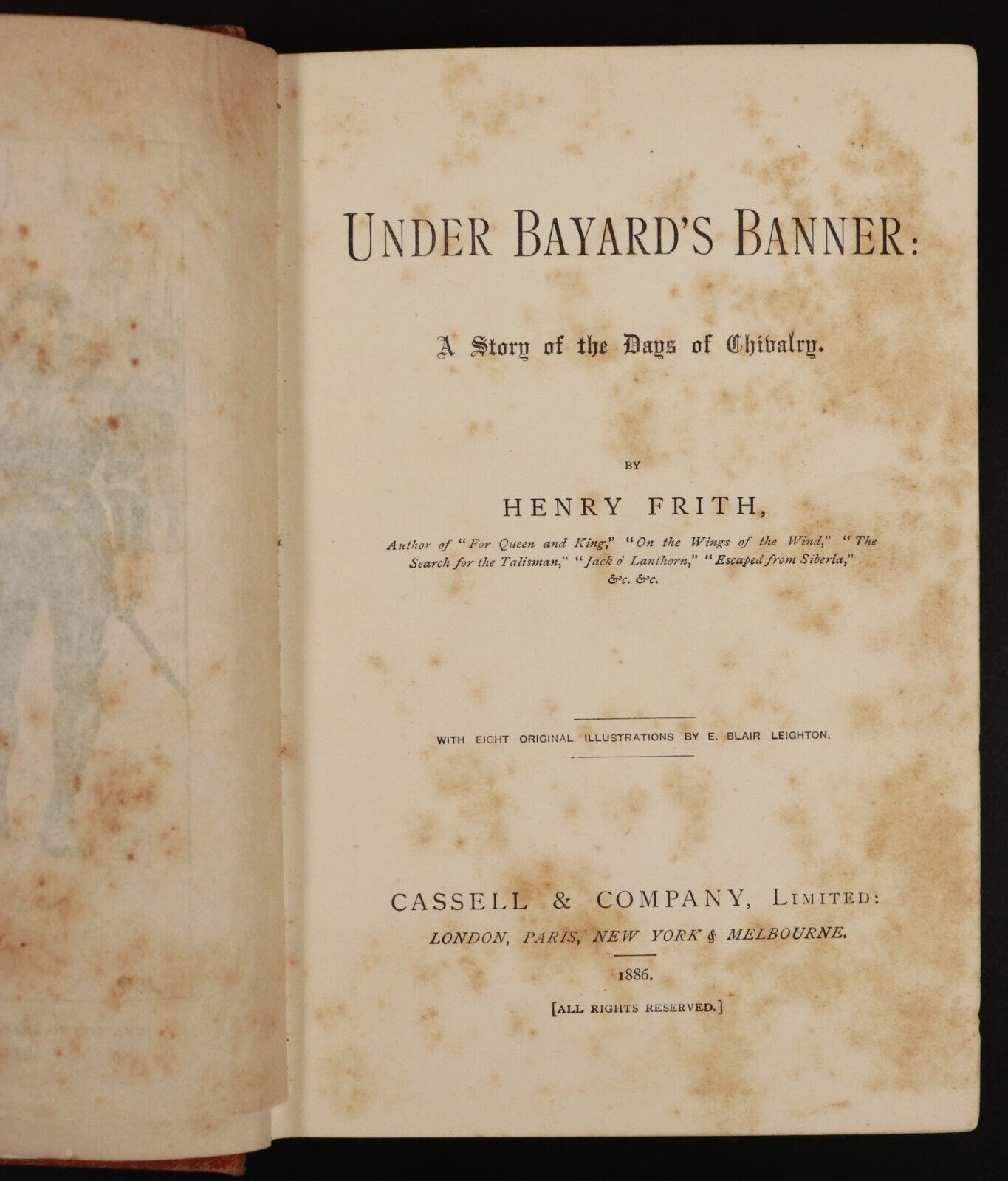 1886 Under Bayard's Banner by Henry Frith Antique Illustrated Irish Fiction Book