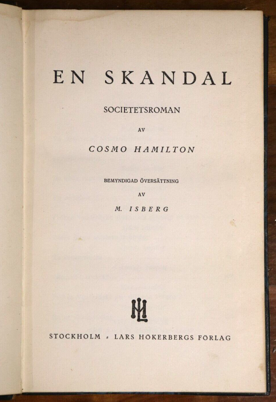 1919 En Skandal by Cosmo Hamilton Antique Swedish Literature Book