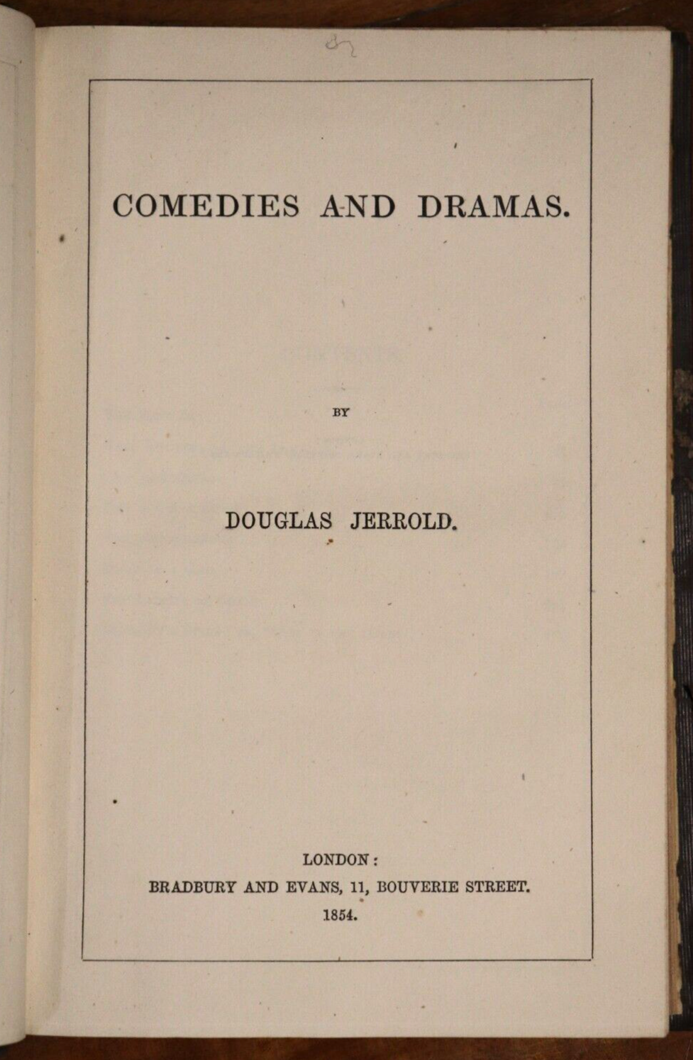 1854 Comedies & Dramas by D Jerrold Antiquarian Literature Book - 0