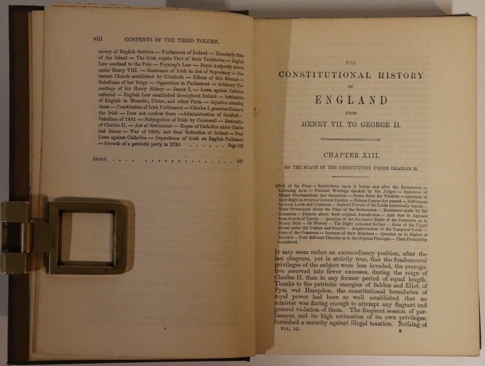 The Constitutional History Of England - 1872 - Vol. 3 Antique History Book