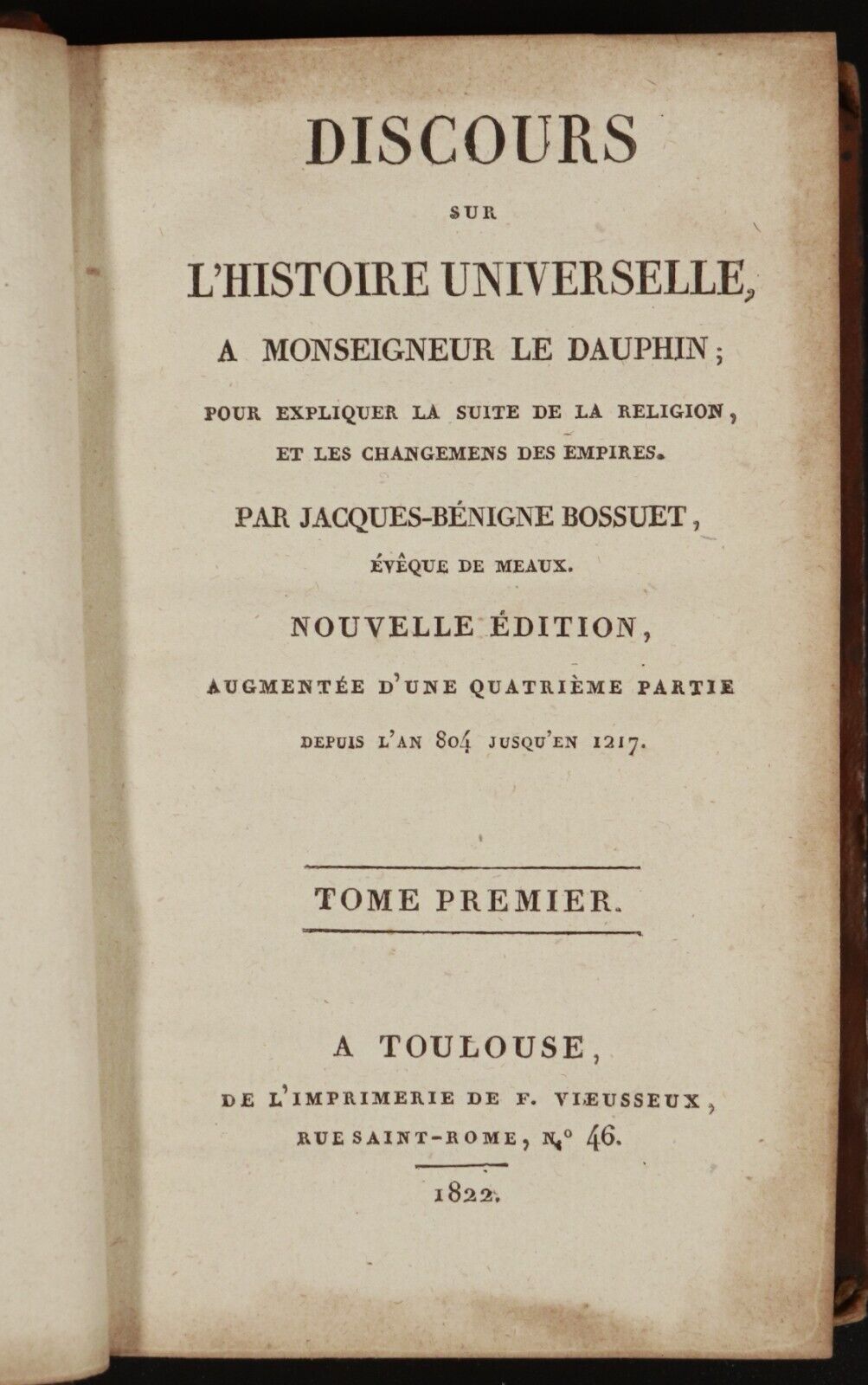 1822 2vol Discours Sur l'Histoire Universelle Antiquarian History Book Set