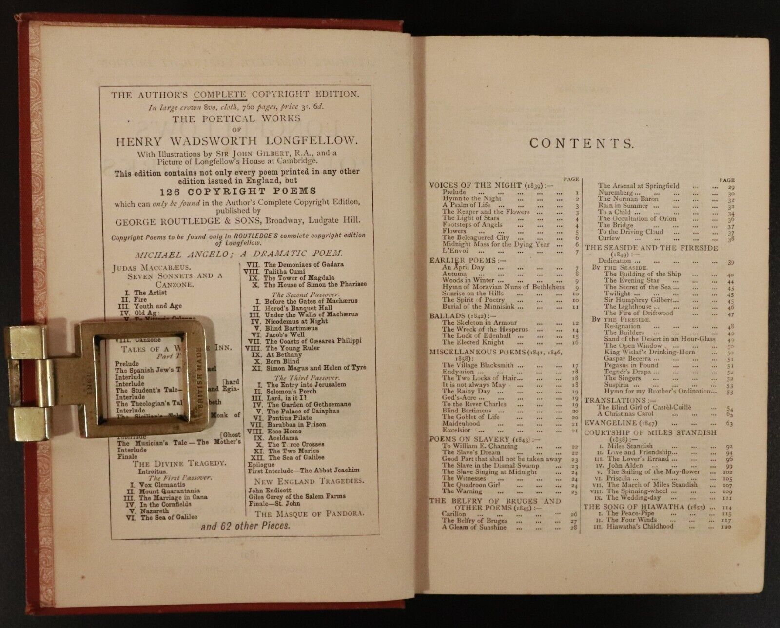 1891 Longfellow's Poetical Works With Michael Angelo Antique Poetry Book