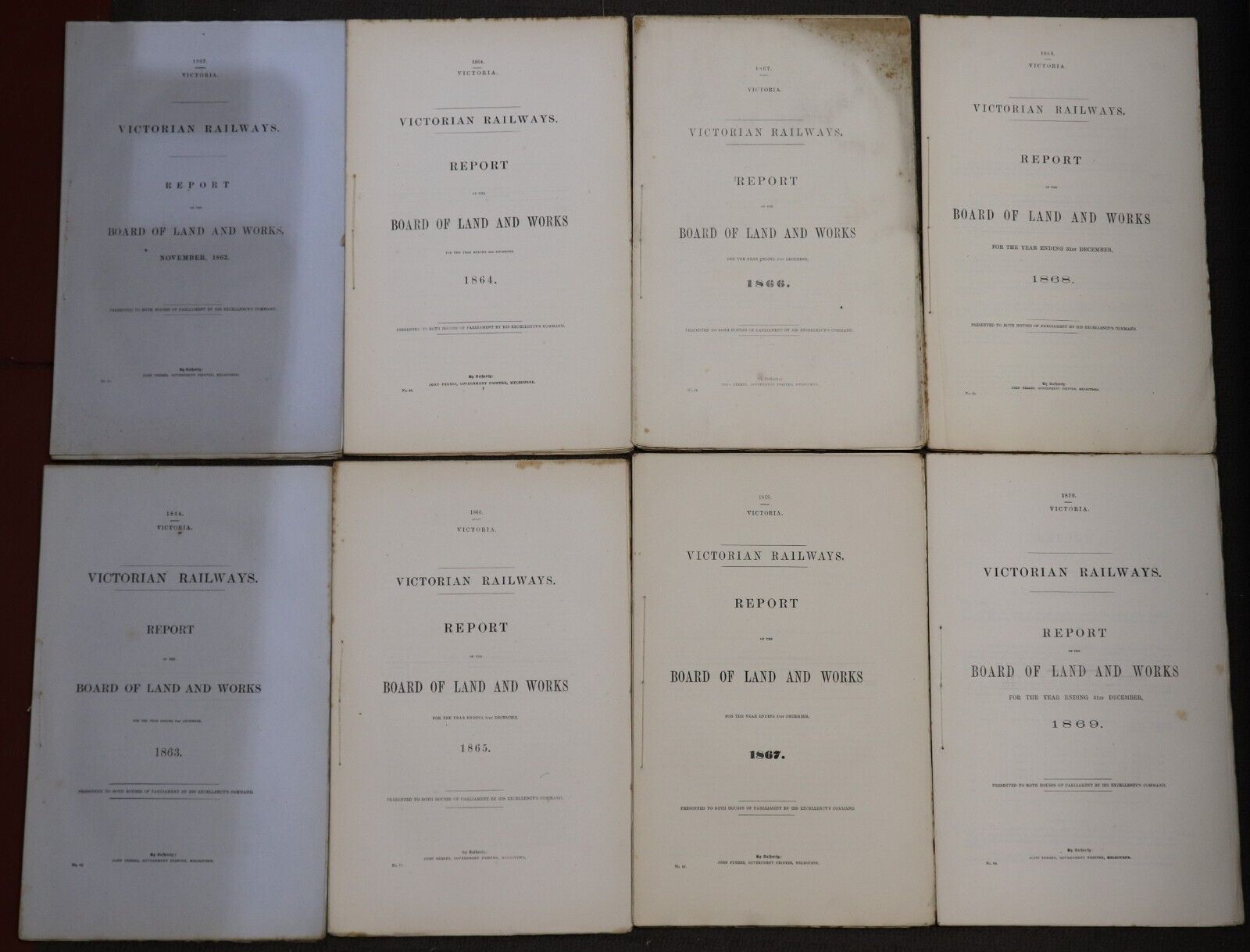 Parliamentary Papers: Victorian Railways - 1860's - Australia Train Books