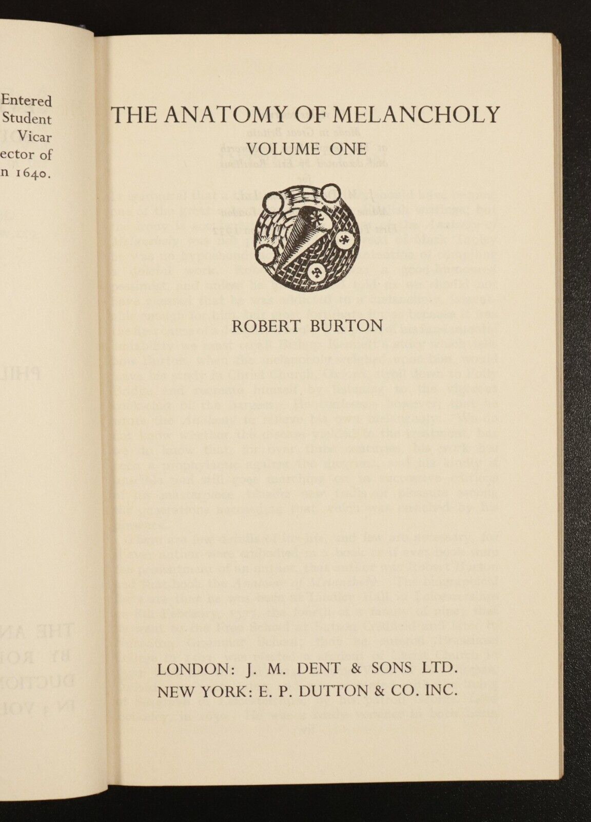 1932 3vol The Anatomy Of Melancholy by Robert Burton Antique Book Set Everyman's