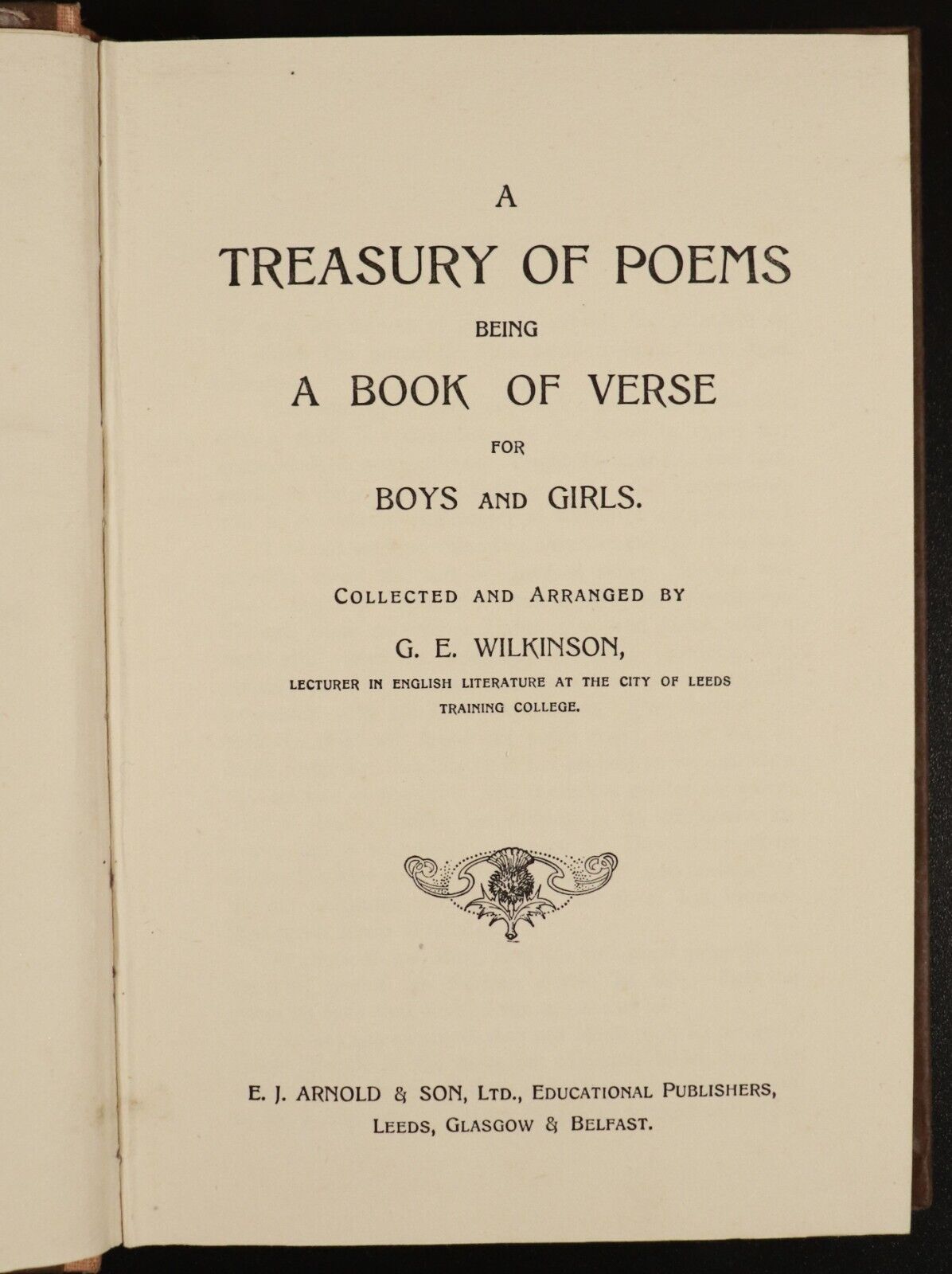 c1911 A Treasury Of Poems Being A Book Of Verse - Antique Poetry Book - 0