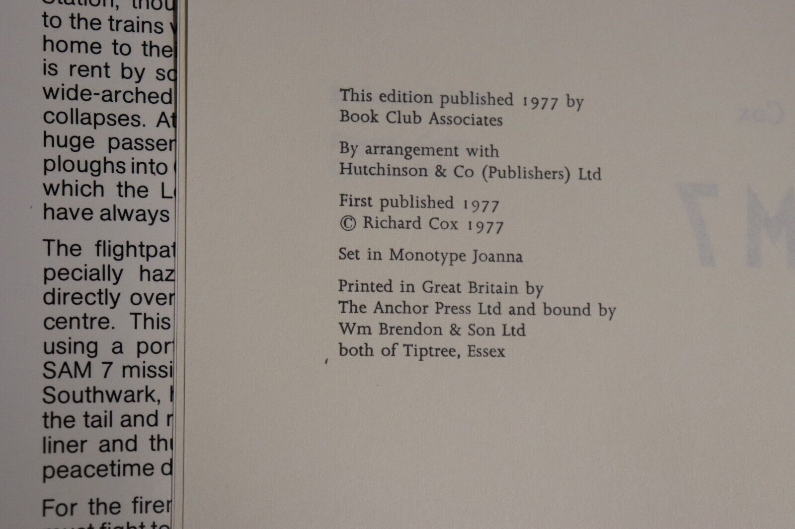 Sam 7 by Richard Cox - 1977 - Vintage Airline Disaster Fiction Book